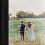 Black linen wedding album, full acrylic photo cover, 12x12