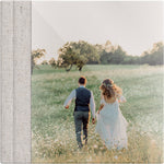 Cappuccino linen wedding album, full acrylic photo cover, 12x12