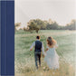 Navy leatherette wedding album, full acrylic photo cover, 12x12