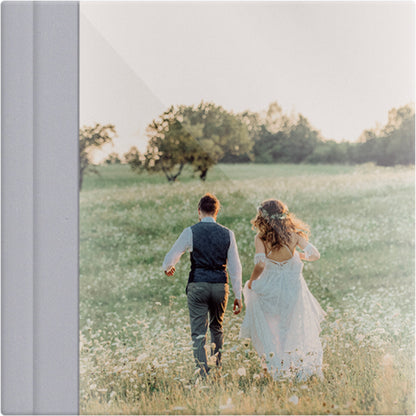 Smoke Grey leatherette wedding album, full acrylic photo cover, 12x12